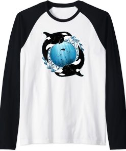 Cute orca Twin Orcas Raglan Baseball Tee