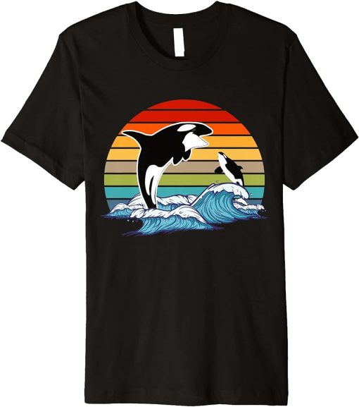 Retro Orca Killer Whale Premium T-Shirt