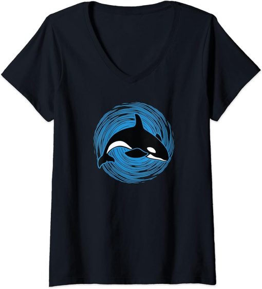 Womens Orcas Killer Whale - For Men and Women V-Neck T-Shirt