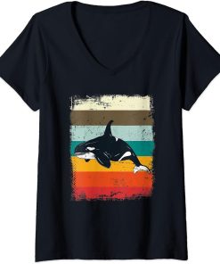 Womens Retro Orca V-Neck T-Shirt