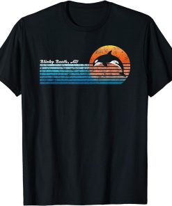 Vintage Blinky Beach, Australia Retro 80s Orca Sunset T-Shirt