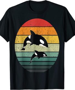 Cute Orca Family Vintage Retro Art, Killer Whale Family T-Shirt