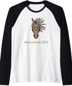 Orcas Island, Washington Geometric Tribal Country Art Raglan Baseball Tee