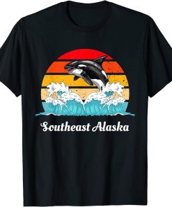 Vintage Southeast AK Distressed Orca Killer Whale Art T-Shirt