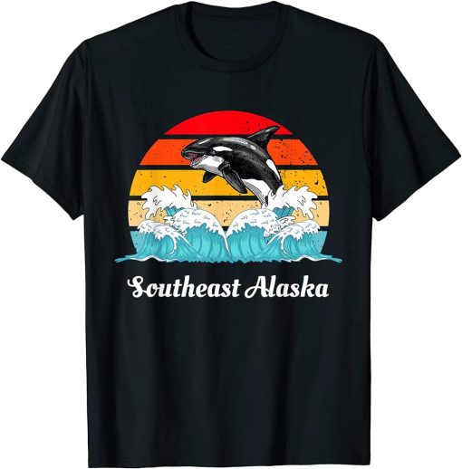 Vintage Southeast AK Distressed Orca Killer Whale Art T-Shirt