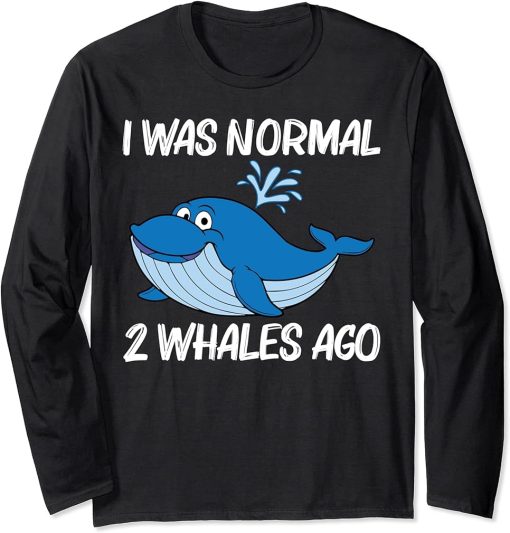 Funny Whale Art For Men Women Orca Narwhal Blue Whales Long Sleeve T-Shirt