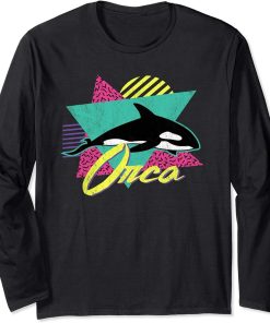 Vintage Retro 80s Or 90s Orca Killer Whale Long Sleeve T-Shirt